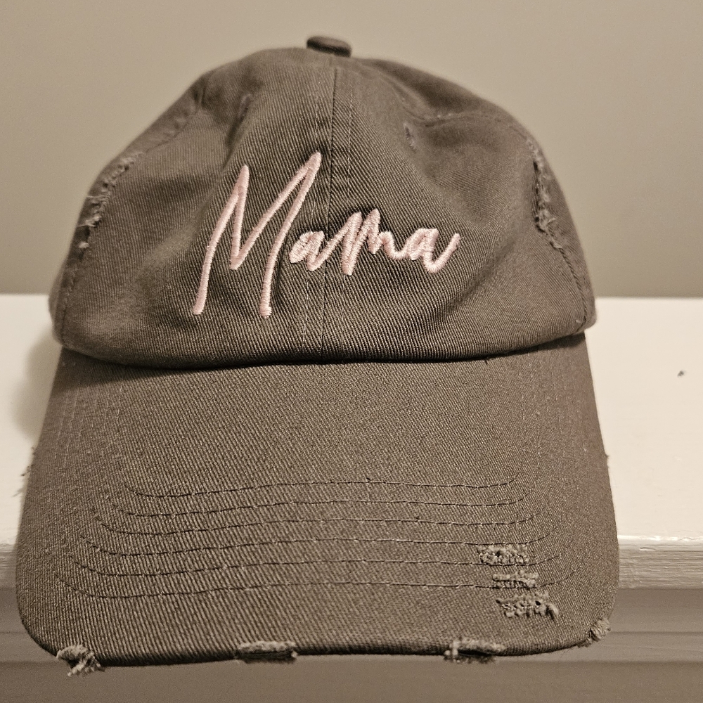 Women's Sage Green with pink "Mama" hat